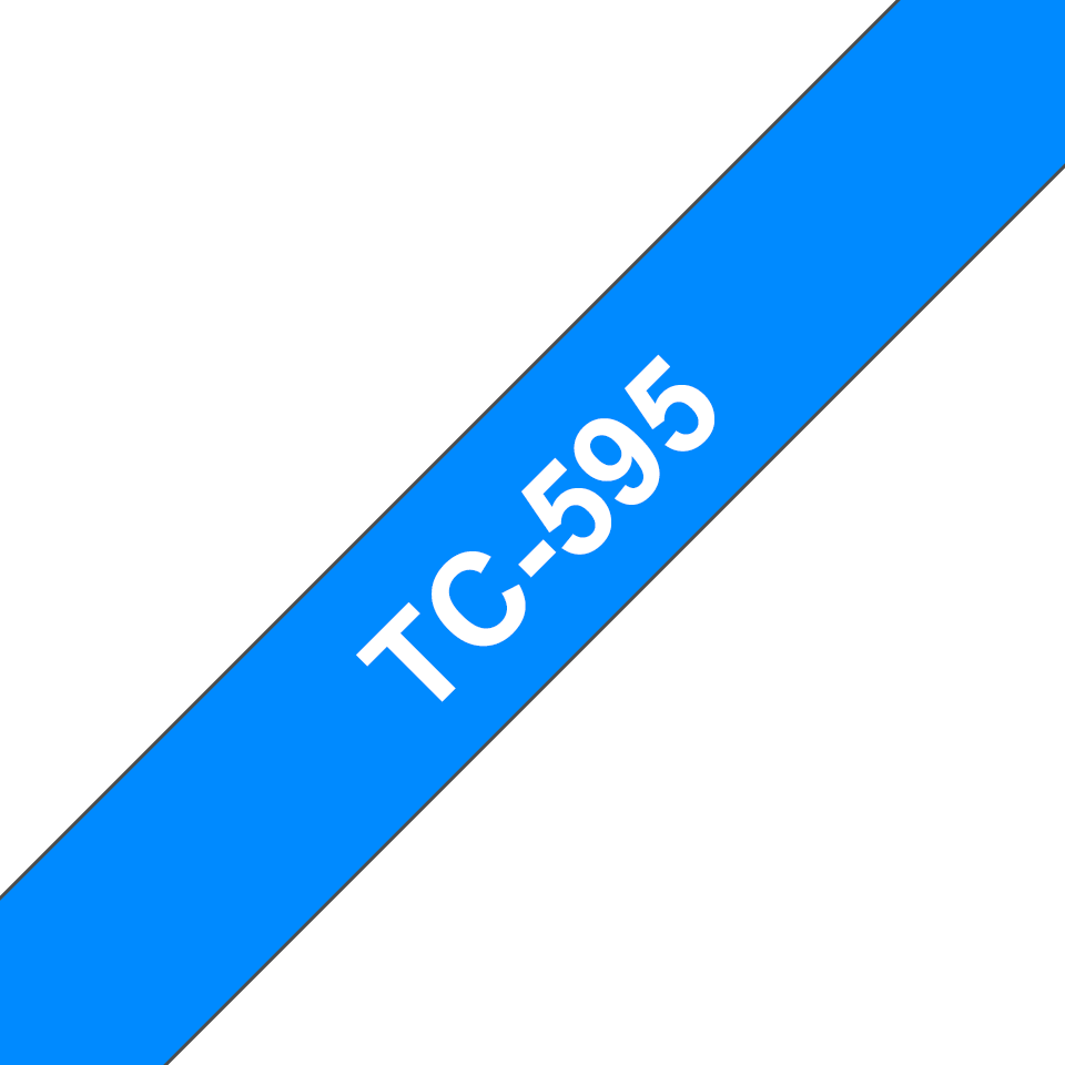 Originální pásková kazeta pro tisk štítků Brother TC595 – bílý tisk na modrém podkladu, šířka 9 mm